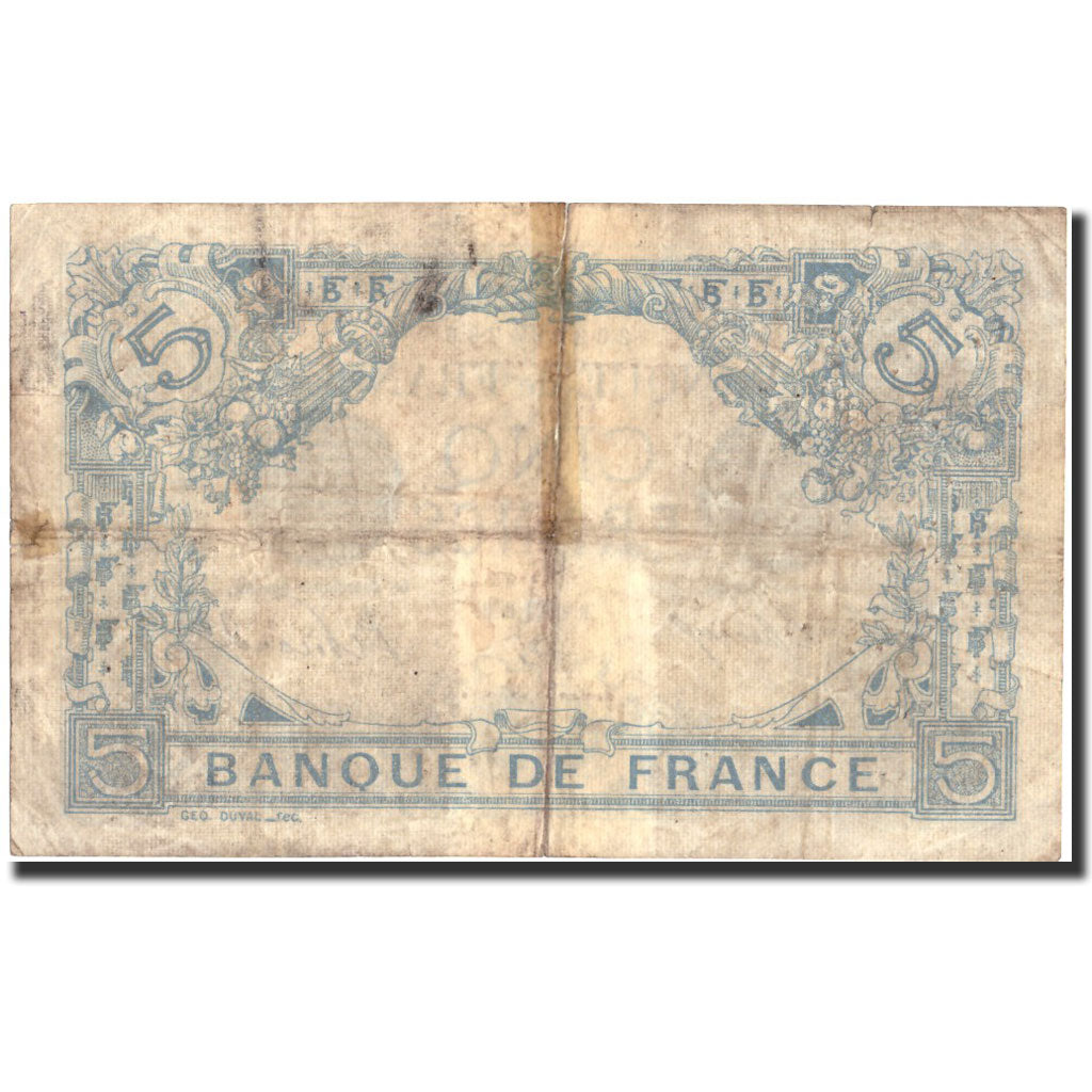 Geldschein, Frankreich, 5 Francs, 5 F 1912-1917 ''Bleu'', 1915, 1915-10-02, S