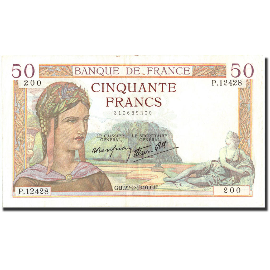 Banconote, Francia, 50 Francs, 50 F 1934-1940 ''Cérès'', 1940, 1940-02-22