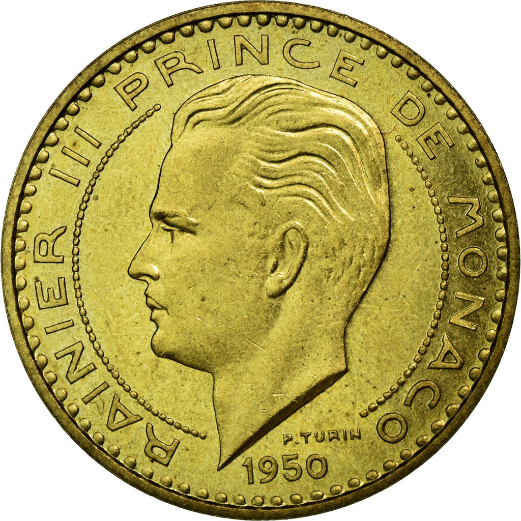 Coin, Monaco, 20 Francs, 1950, MS(65-70), Aluminium-Bronze, Gadoury:140
