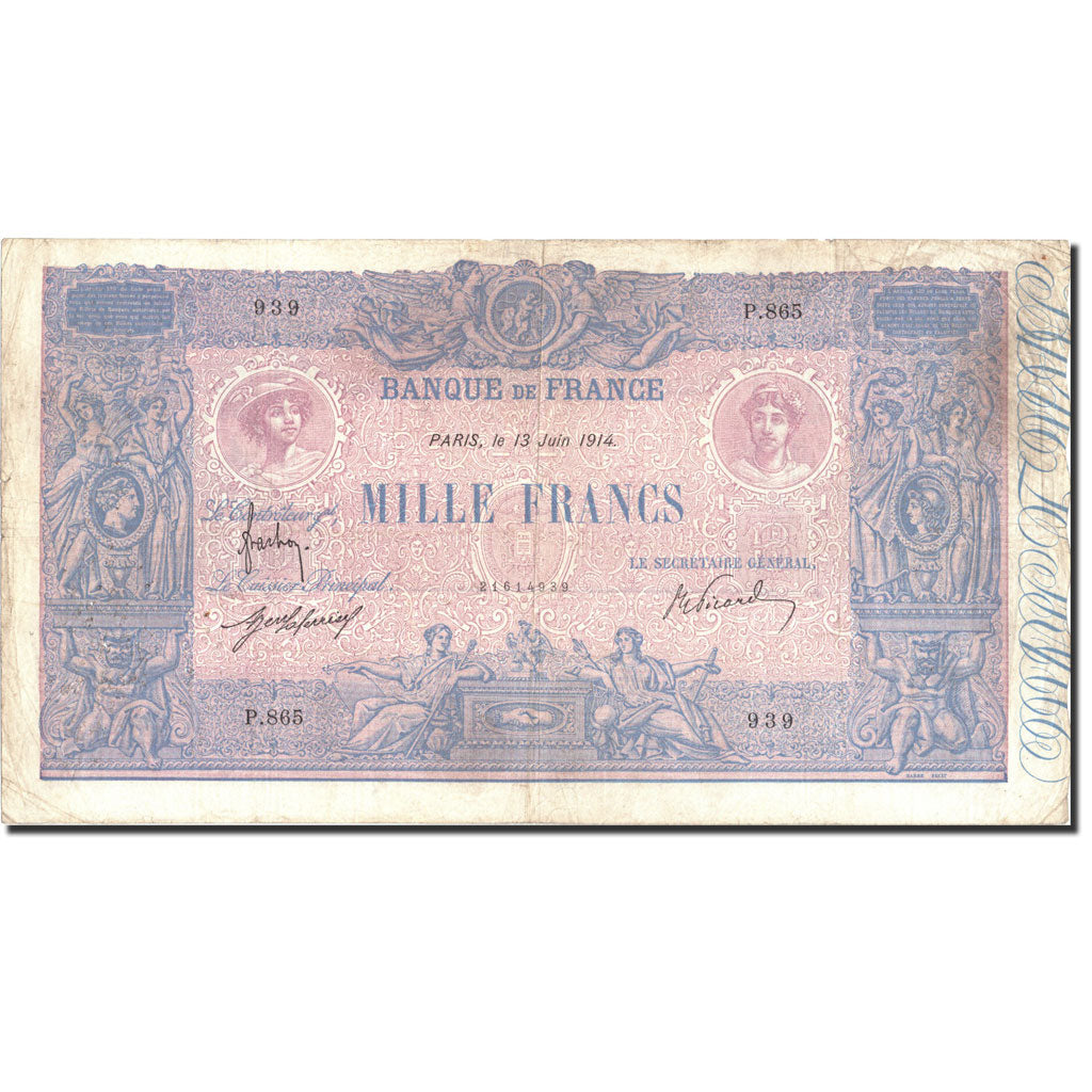 Billet, France, 1000 Francs, 1 000 F 1889-1926 ''Bleu et Rose'', 1914