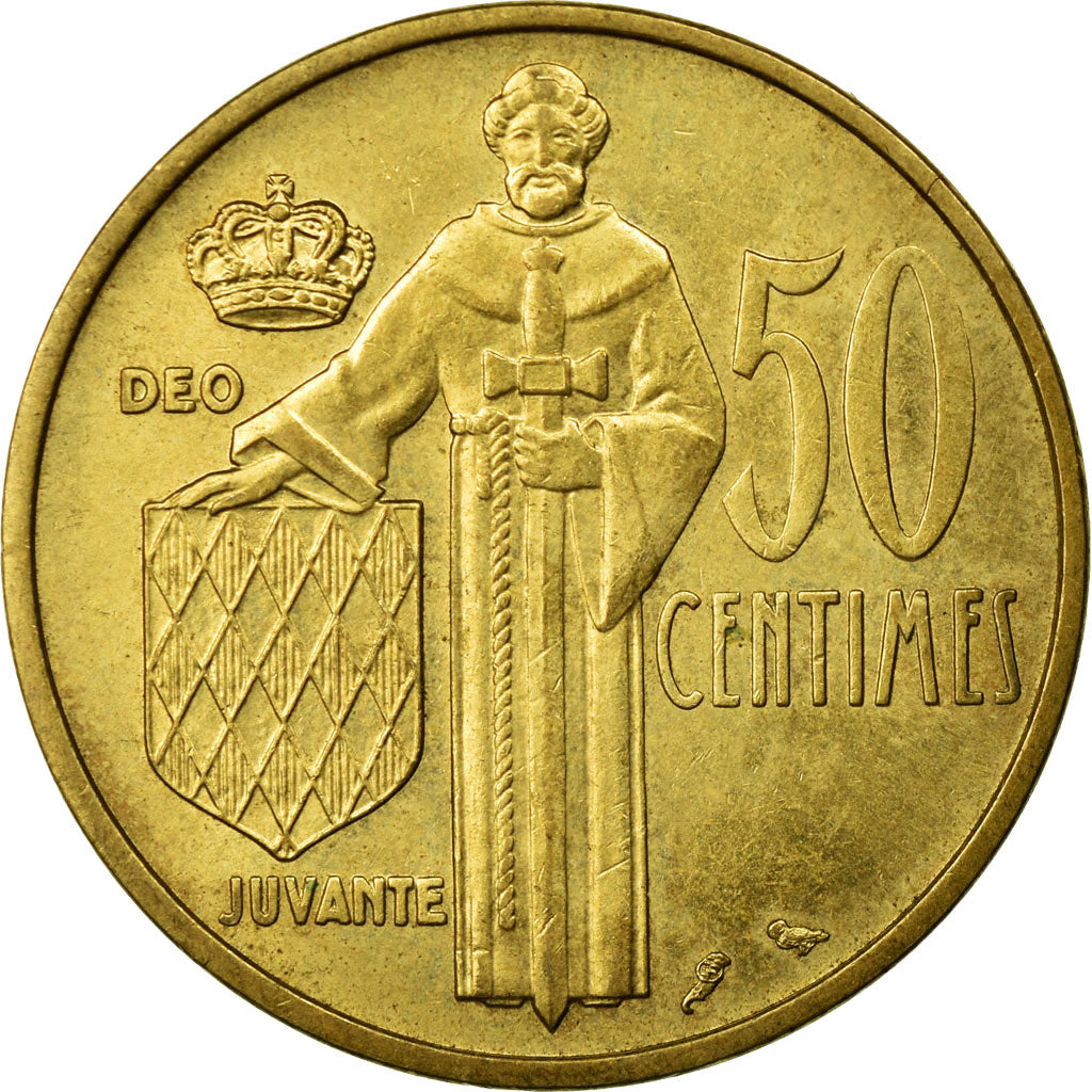 Coin, Monaco, Rainier III, 50 Centimes, 1962, AU(55-58), Aluminum-Bronze