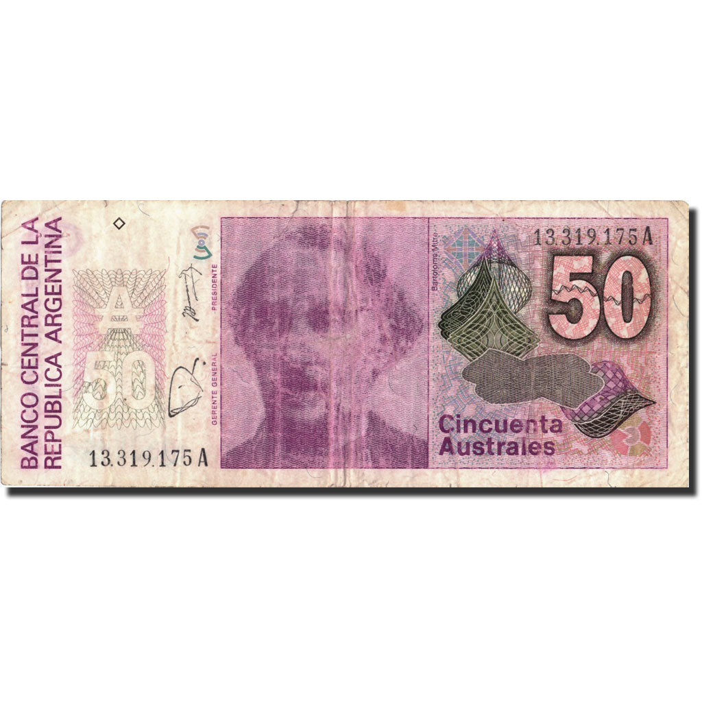 Geldschein, Argentinien, 50 Australes, Undated (1986-89), Undated (1986-1989)