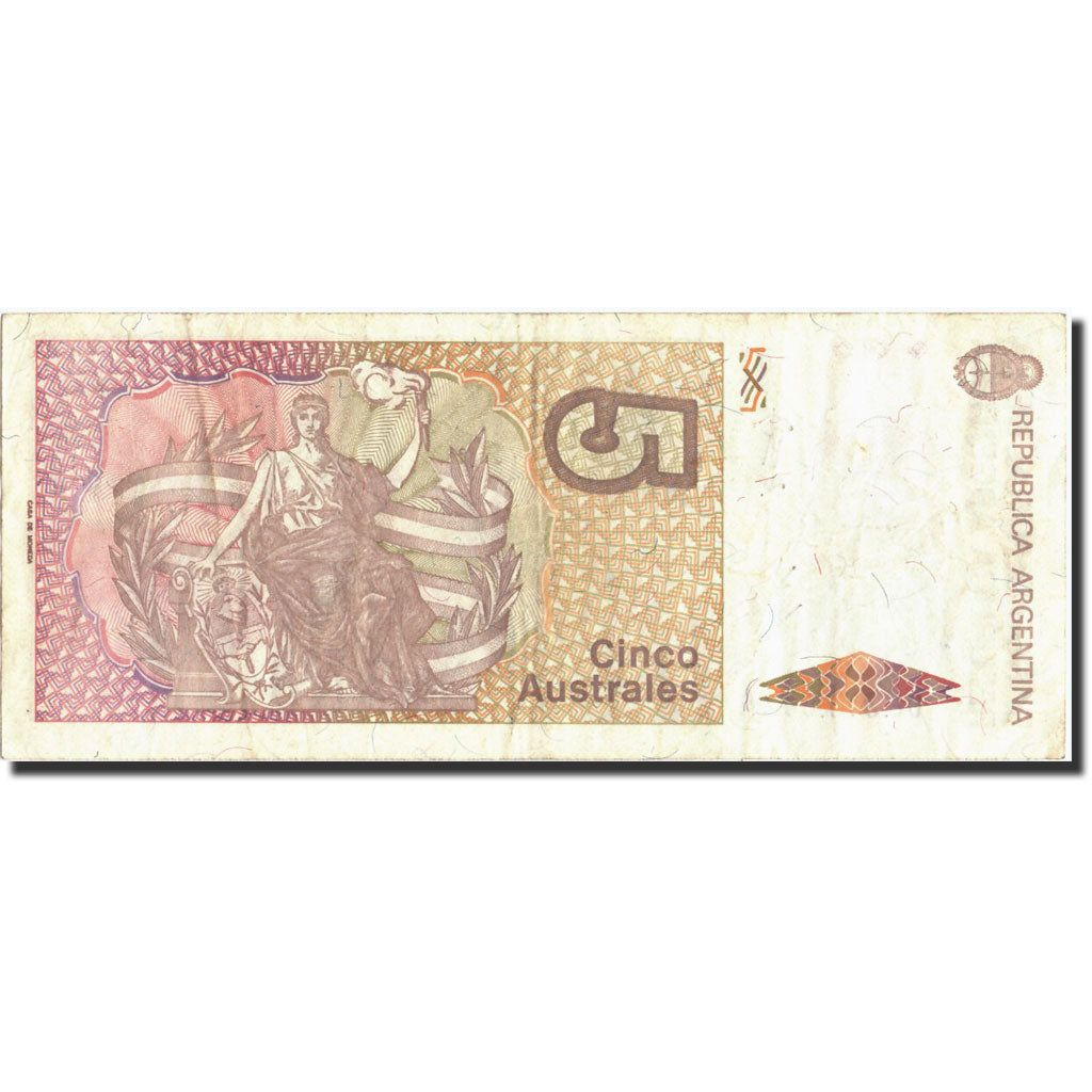 Banknote, Argentina, 5 Australes, Undated, Undated, KM:324b, AU(50-53)