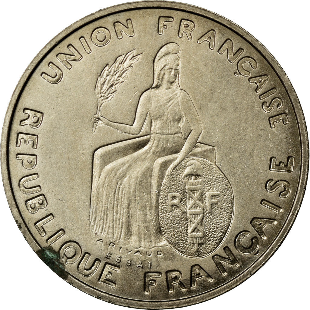 Coin, New Caledonia, Franc, 1948, Paris, AU(55-58), Nickel-Bronze, Lecompte:23