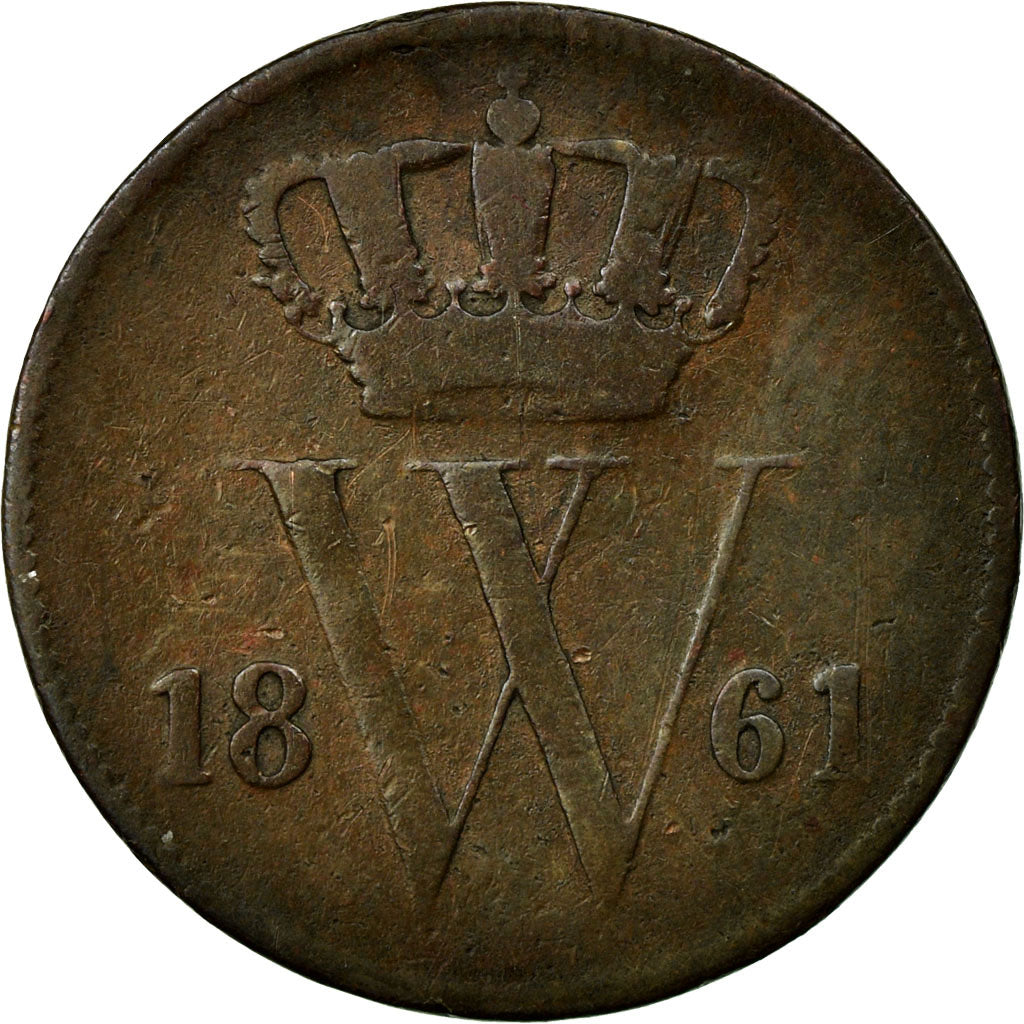 Coin, Netherlands, William III, Cent, 1861, VF(30-35), Copper, KM:100