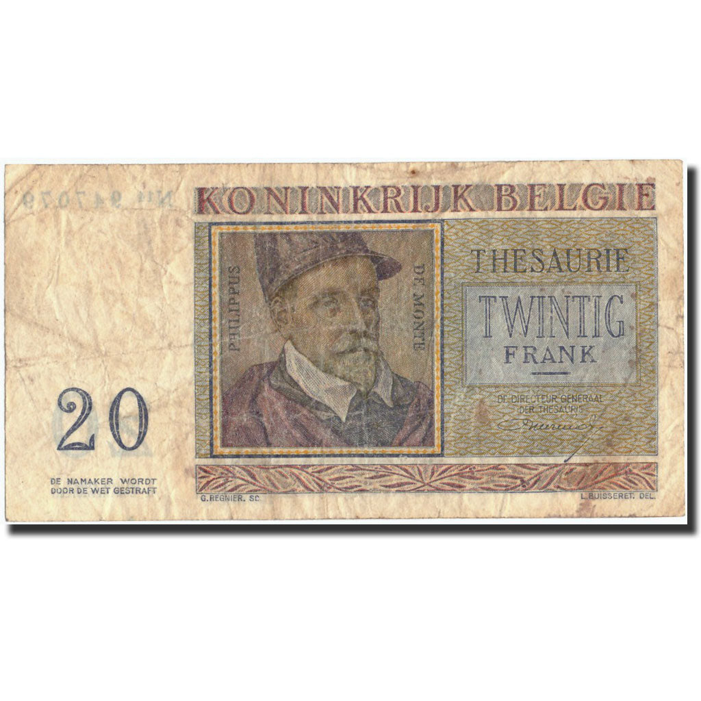 Banconote, Belgio, 20 Francs, 1956, KM:132b, 1956-04-03, B