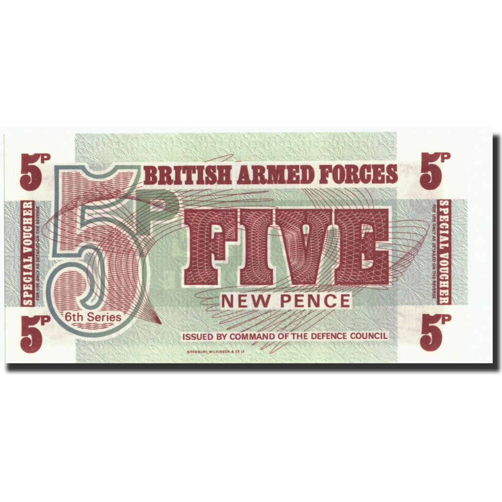 Billete, 5 New Pence, Undated (1952), Gran Bretaña, KM:M44a, Undated, UNC