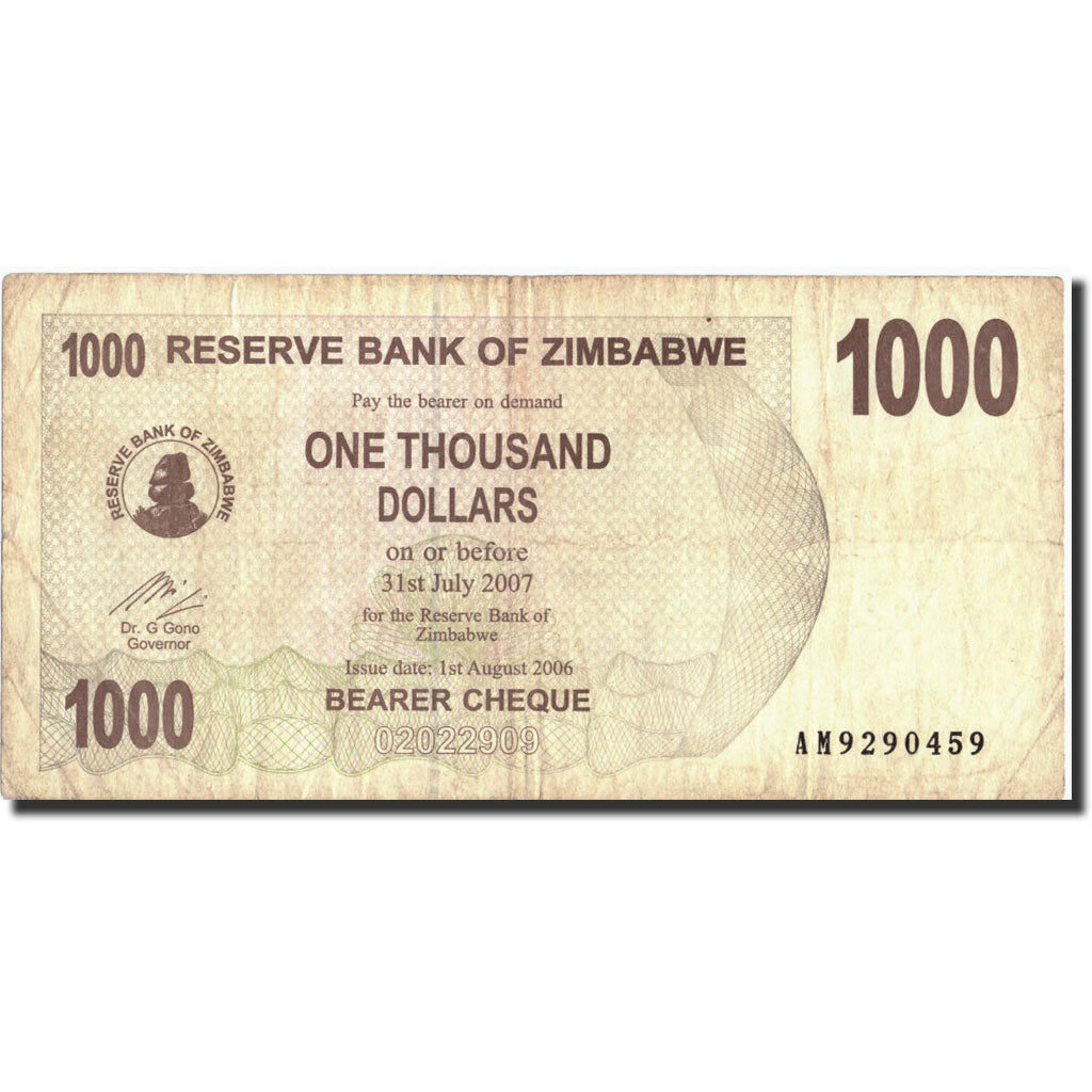 Geldschein, Simbabwe, 1000 Dollars, 2006, 2006-08-01, KM:44, S