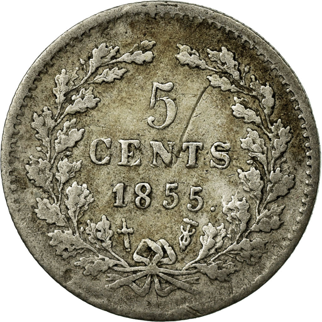 Coin, Netherlands, William III, 5 Cents, 1855, EF(40-45), Silver, KM:91