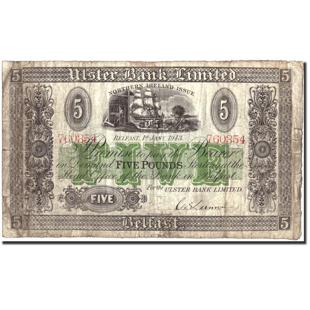Banknote, Northern Ireland, 5 Pounds, 1943, 1943-01-01, KM:316a, VF(20-25)