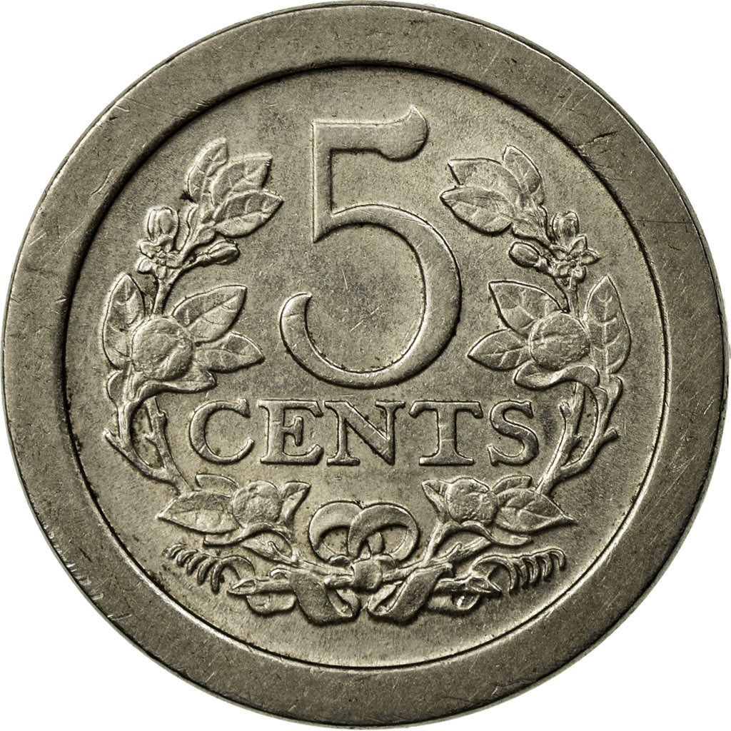 Coin, Netherlands, Wilhelmina I, 5 Cents, 1908, AU(55-58), Copper-nickel, KM:137