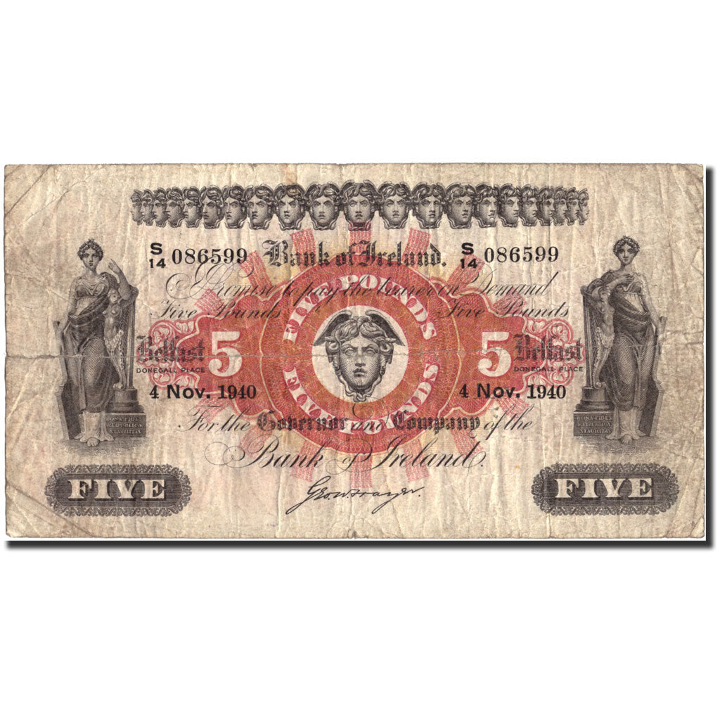 Banknote, Northern Ireland, 5 Pounds, 1940, 1940-11-04, KM:52b, VF(20-25)