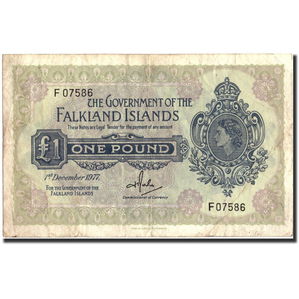 Biljet, Falkland Eilanden, 1 Pound, 1977, 1977-12-01, KM:8c, TB+