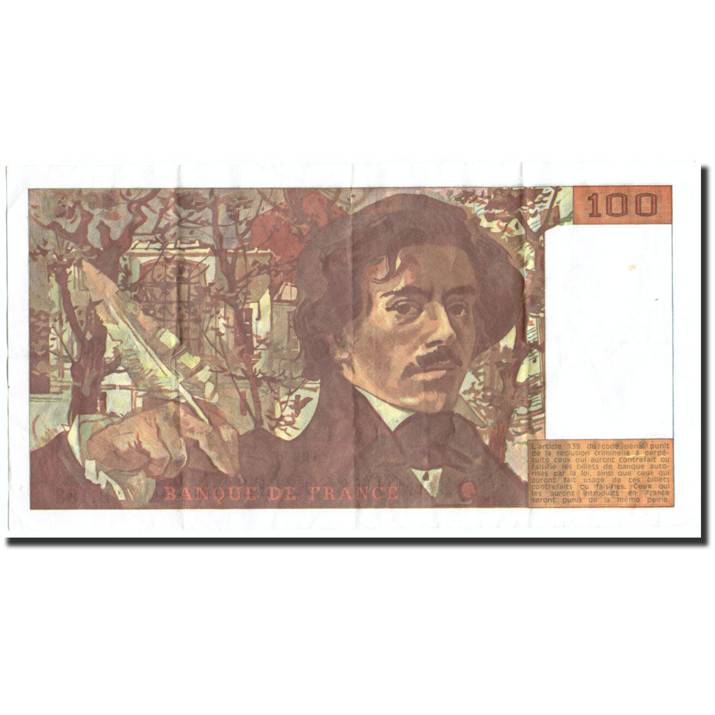Biljet, Frankrijk, 100 Francs, 100 F 1978-1995 ''Delacroix'', 1991, 1991, TTB+
