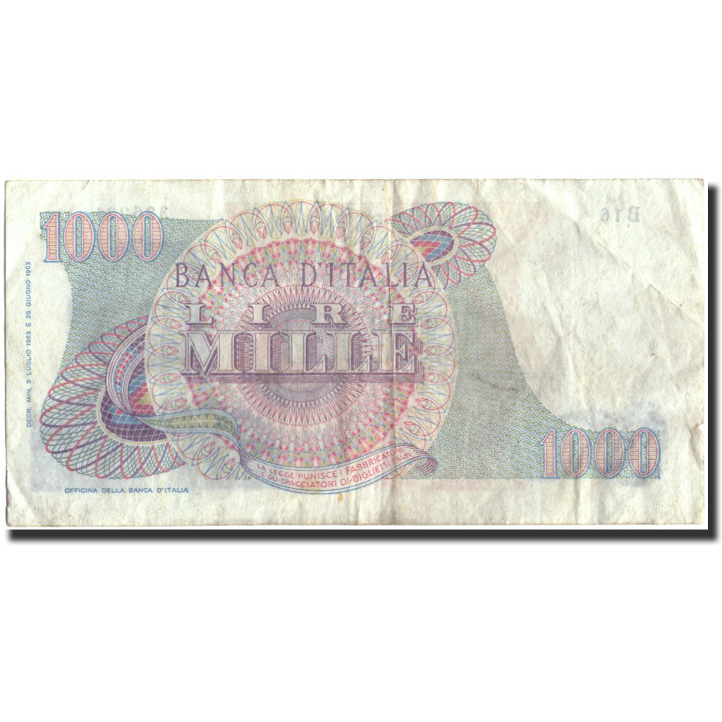 Biljet, Italië, 1000 Lire, 1963, 1963-07-15, KM:96b, TB
