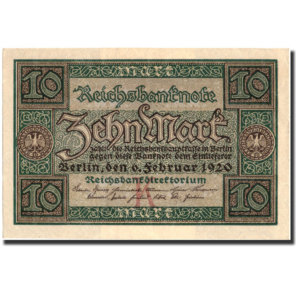 Banknote, Germany, 10 Mark, 1920, 1920-02-06, KM:67a, UNC(60-62)