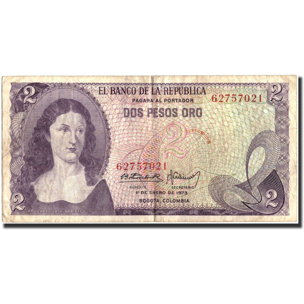 Billet, Colombie, 2 Pesos Oro, 1973, 1973-01-01, KM:413a, TB