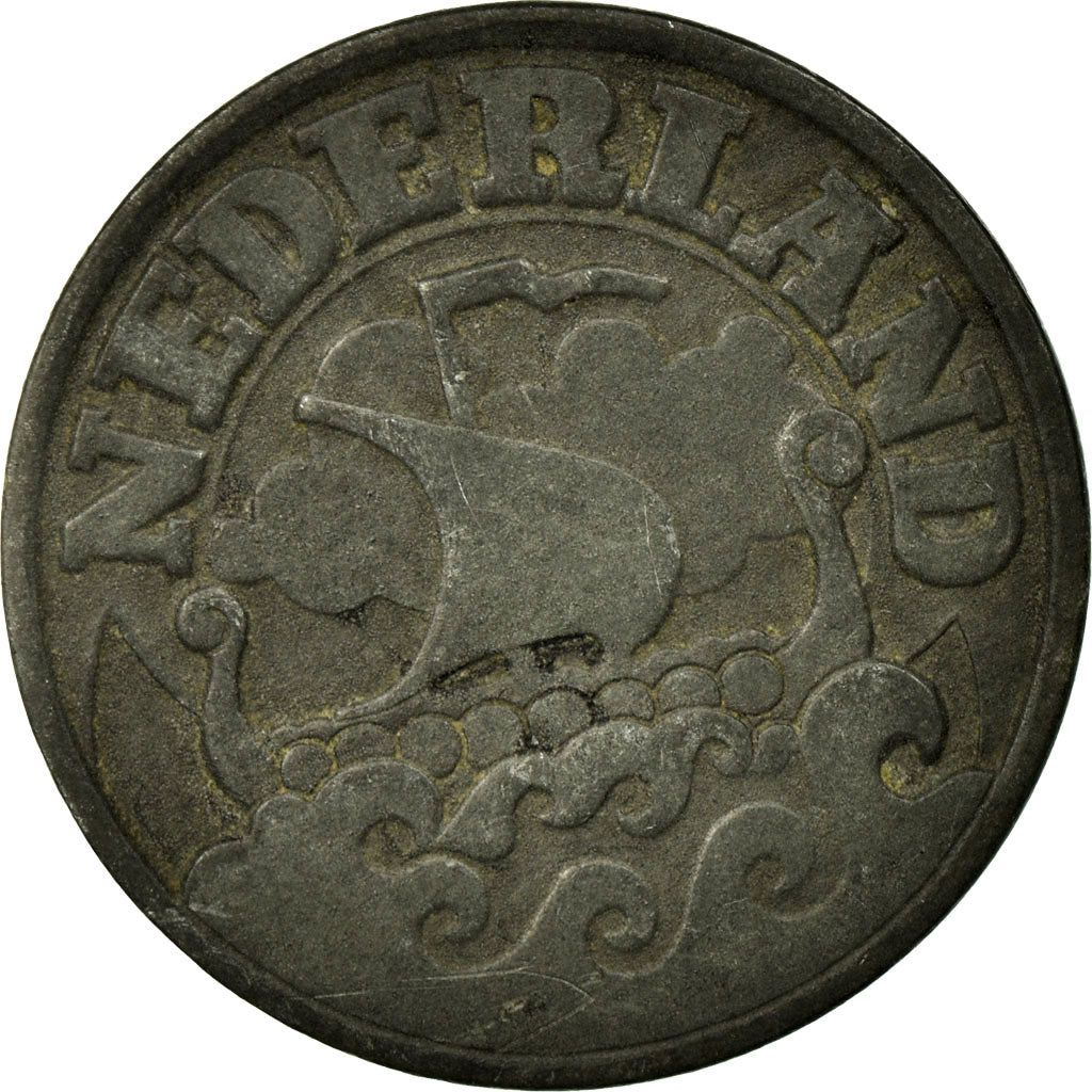 Coin, Netherlands, Wilhelmina I, 25 Cents, 1943, AU(55-58), Zinc, KM:174