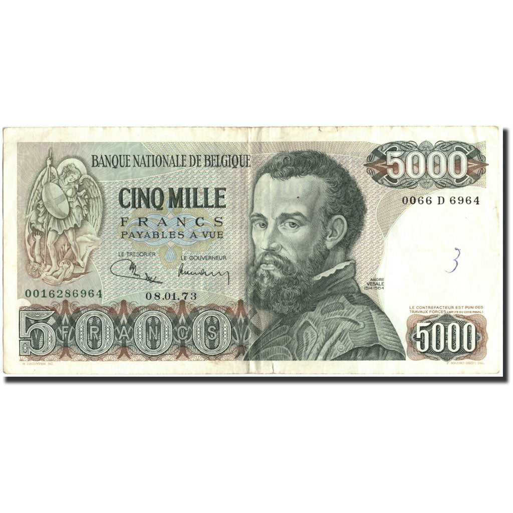 Billet, Belgique, 5000 Francs, 1973, 1973-01-08, KM:137, TB+