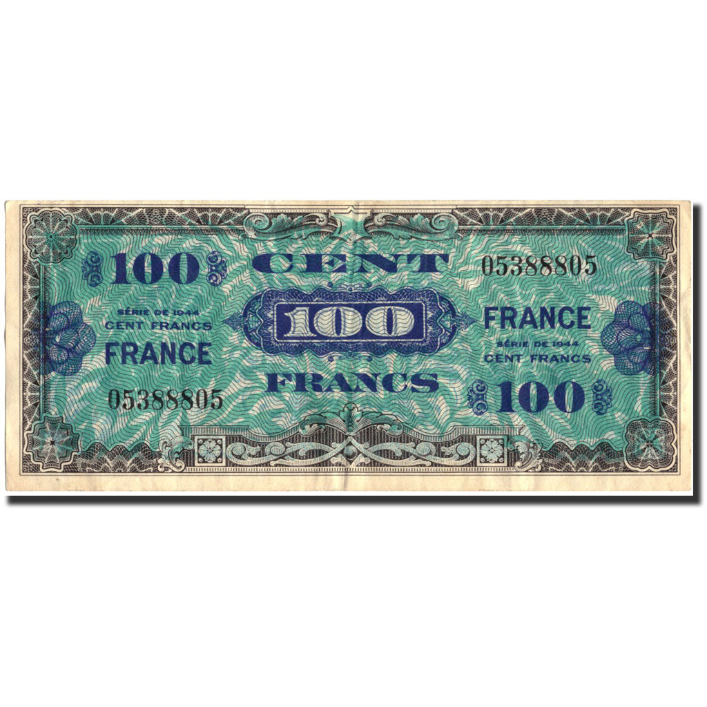 Geldschein, Frankreich, 100 Francs, 1945 Verso France, 1945, 1945, SS