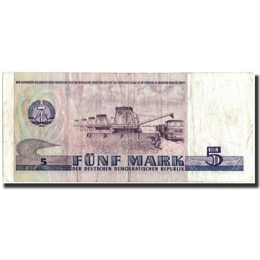 Billete, 5 Mark, 1975, República Democrática Alemana, KM:27A, 1975, MBC