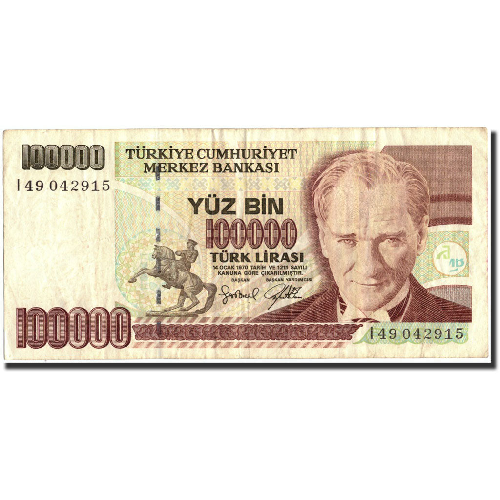 Banknote, Turkey, 100,000 Lira, 1970, 1970, KM:205, VF(20-25)