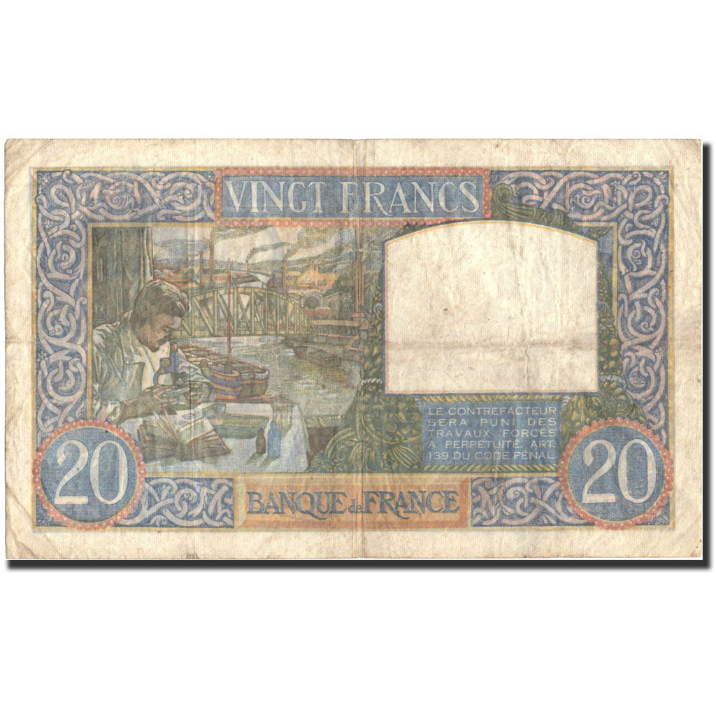 Billete, Francia, 20 Francs, 20 F 1939-1942 ''Science et Travail'', 1941