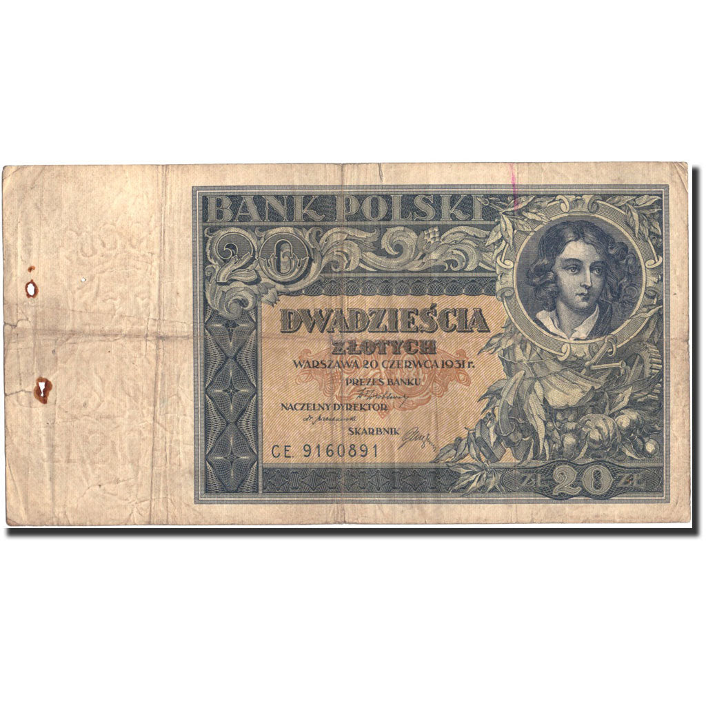Billet, Pologne, 20 Zlotych, 1931, 1931-06-20, KM:73, B