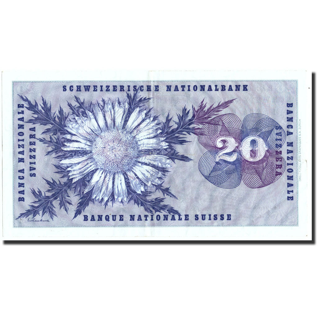 Geldschein, Schweiz, 20 Franken, 1976, 1976-04-09, KM:46w, SS+