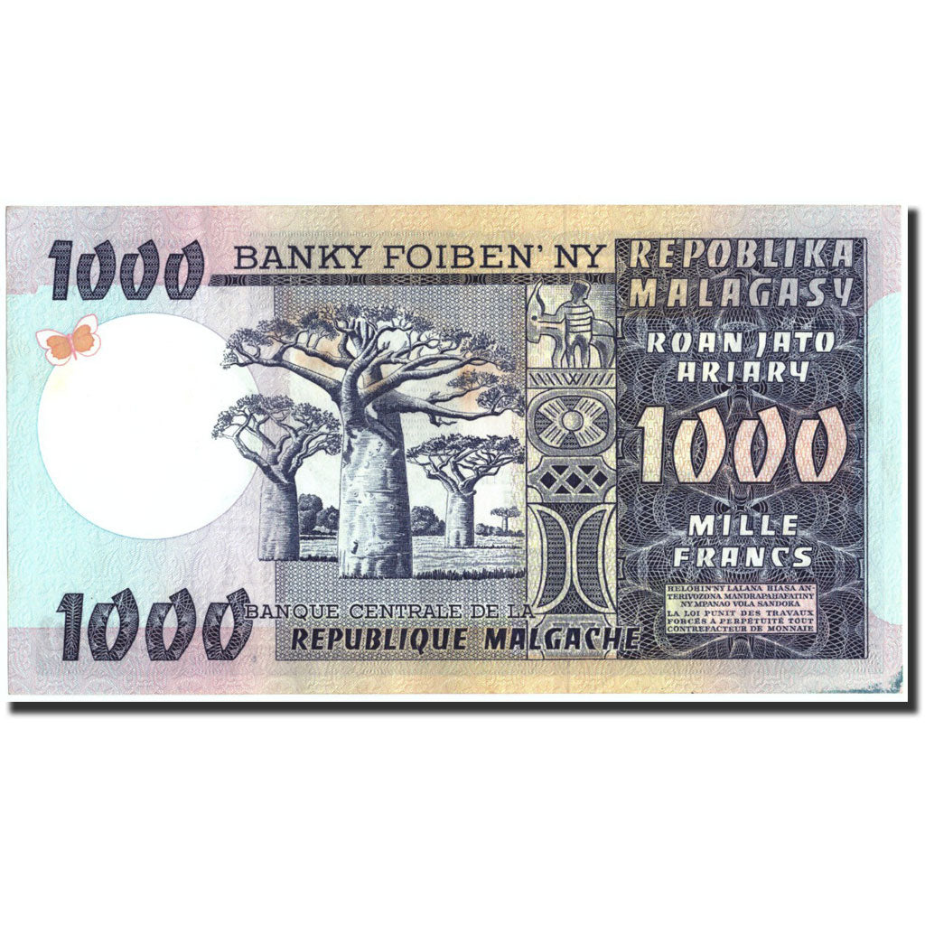 Billet, Madagascar, 1000 Francs = 200 Ariary, Undated, Undated, KM:65a, TTB+