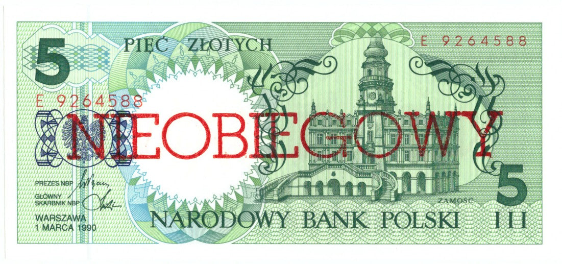 Banconote, Polonia, 5 Zlotych, 1990, KM:166a, 1990-03-01, FDS