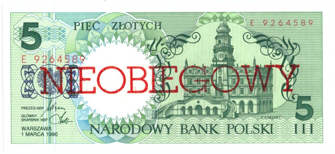 Banconote, Polonia, 5 Zlotych, 1990, KM:166a, 1990-03-01, FDS