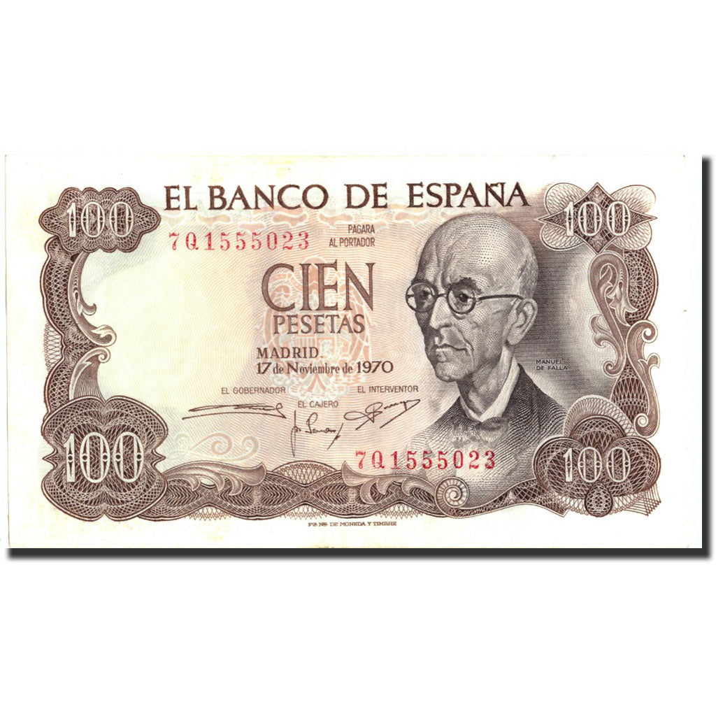 Banknote, Spain, 100 Pesetas, 1970, 1970-11-17, KM:152a, AU(50-53)