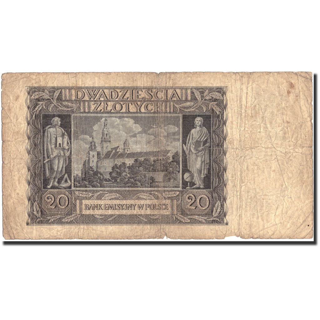 Biljet, Polen, 20 Zlotych, 1940, 1940-03-01, KM:95, B+