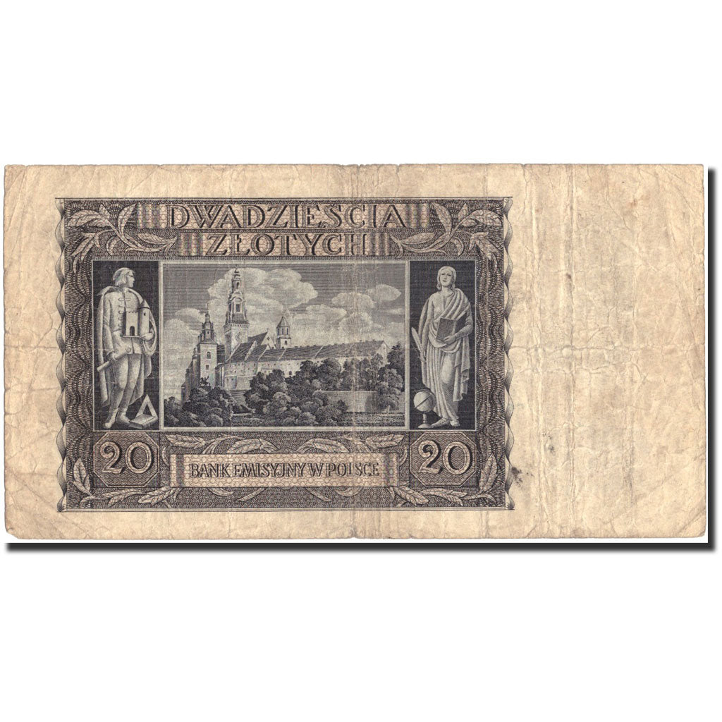 Geldschein, Polen, 20 Zlotych, 1940, 1940-03-01, KM:95, S+