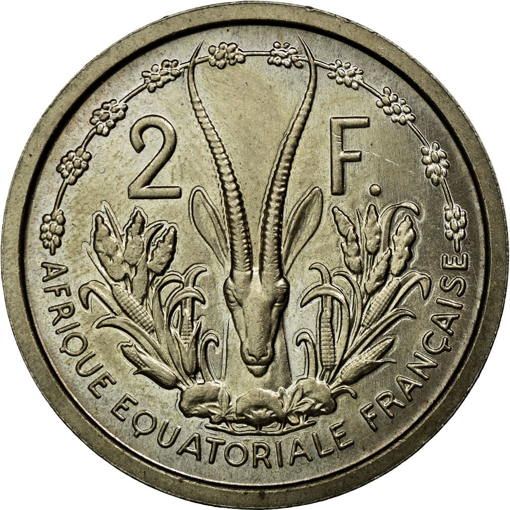 Coin, French Equatorial Africa, 2 Francs, 1948, Paris, MS(65-70), Copper-nickel