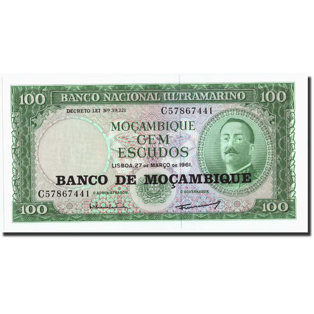 Banknote, Mozambique, 100 Escudos, 1961, 1961-03-27, KM:117a, UNC(64)