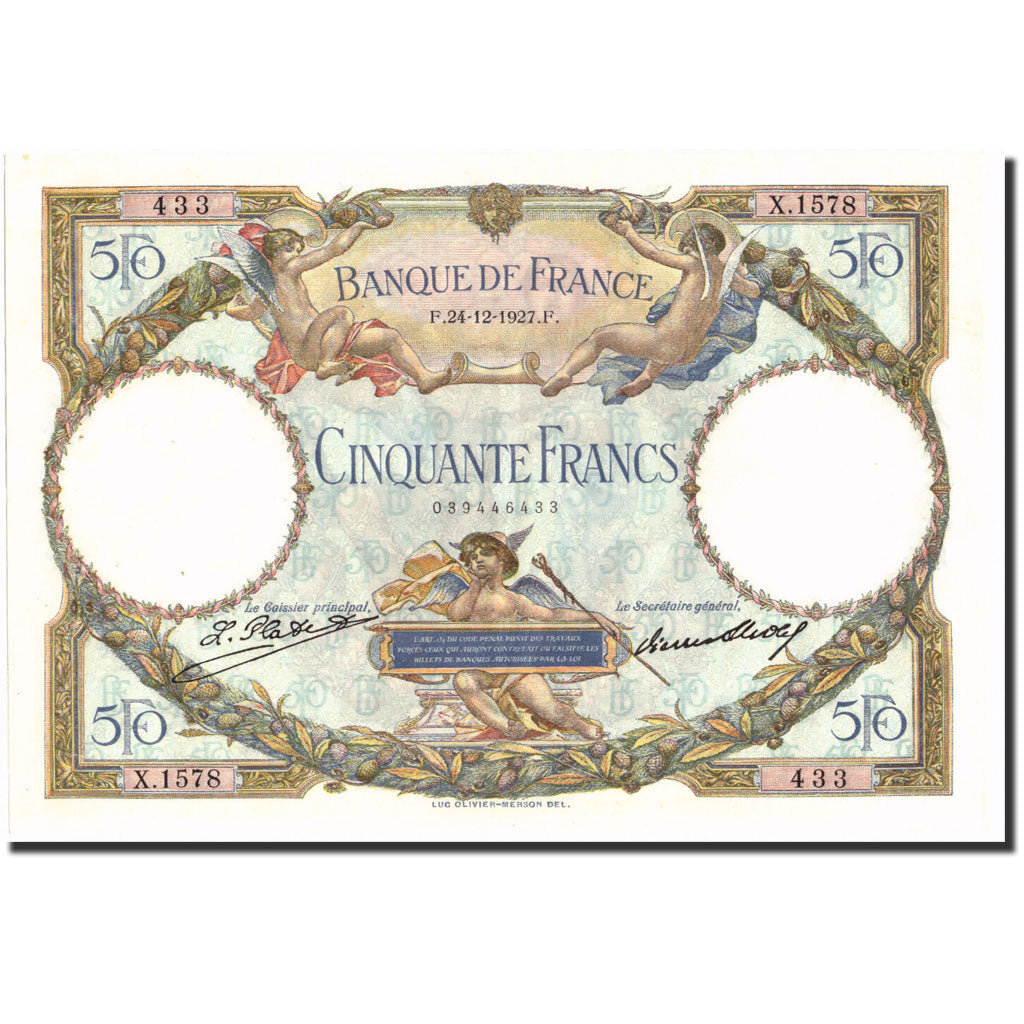 Francia, 50 Francs, Luc Olivier Merson, 1927-12-24, X.1578, SPL-