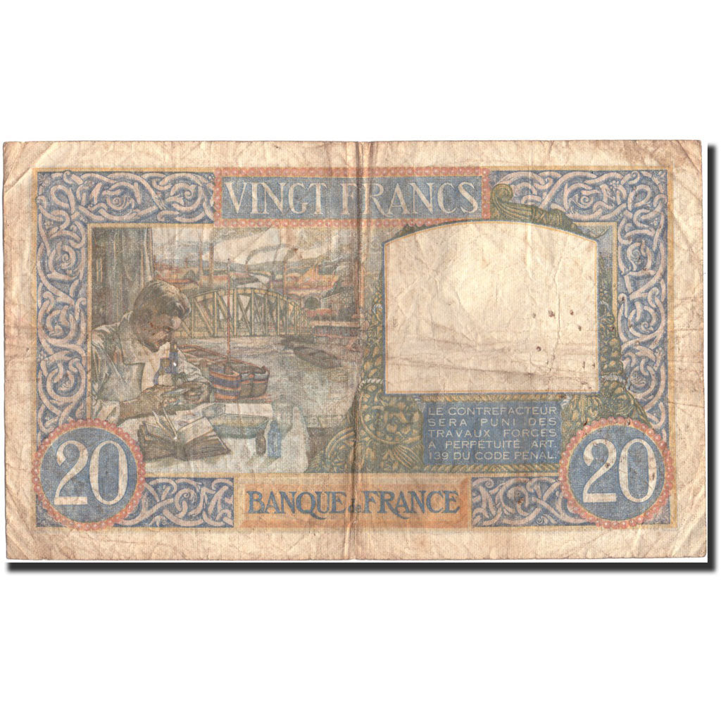 Billete, Francia, 20 Francs, 20 F 1939-1942 ''Science et Travail'', 1940