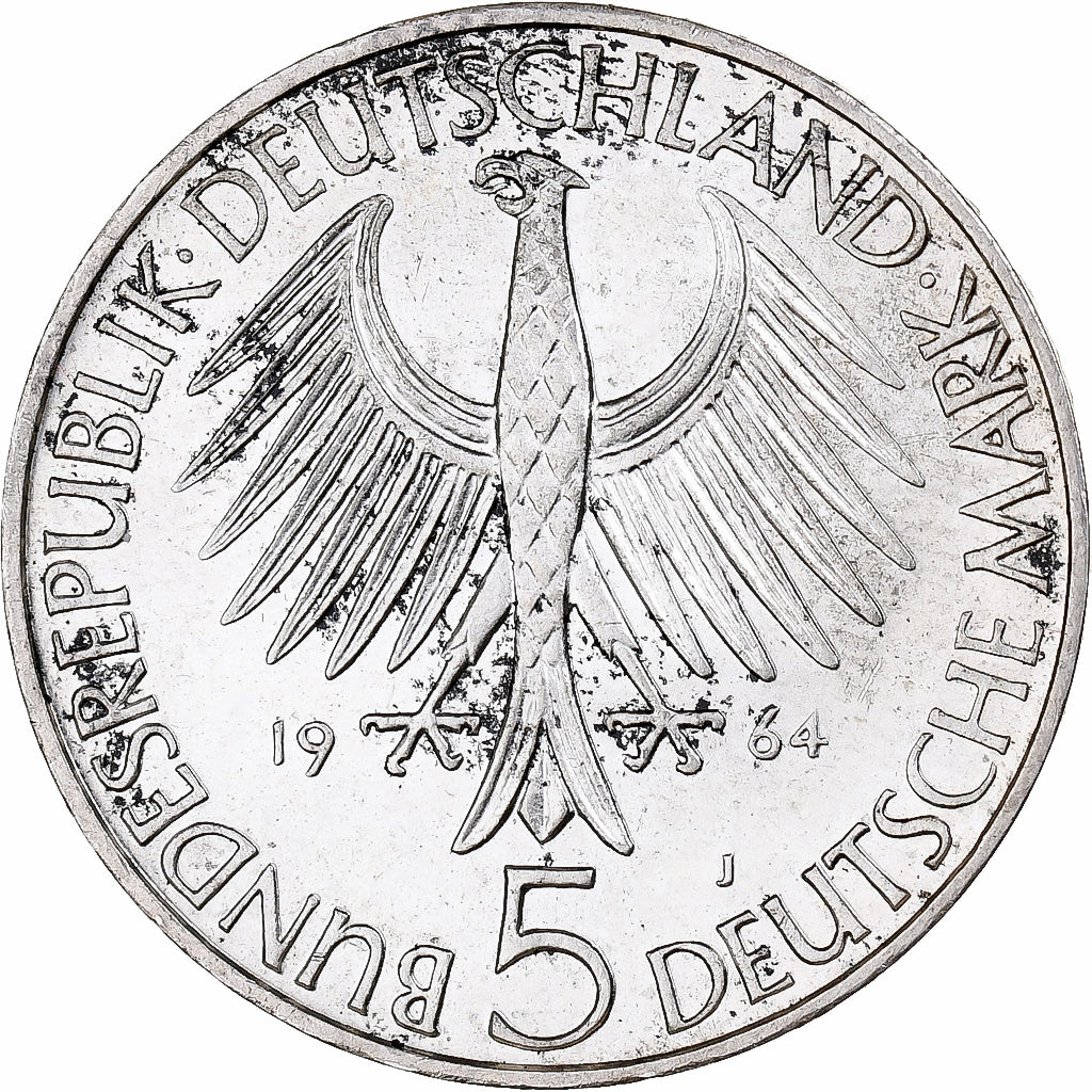 Germania, 5 Mark, Johann Gottlieb Fichte, 1964, Hamburg, FS, Argento, SPL