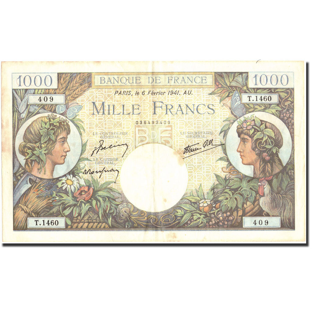 Francia, 1000 Francs, 1 000 F 1940-1944 ''Commerce et Industrie'', 1941