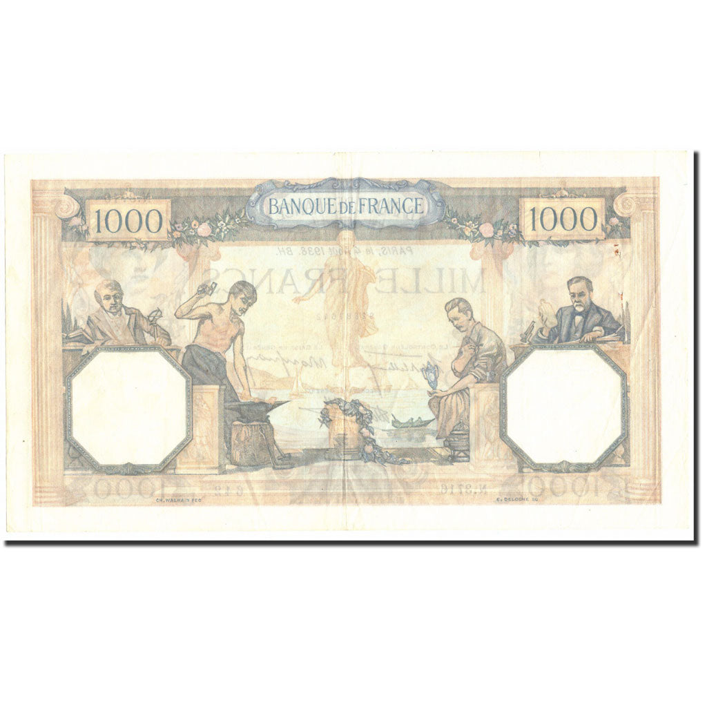 Francia, 1000 Francs, 1 000 F 1927-1940 ''Cérès et Mercure'', 1938