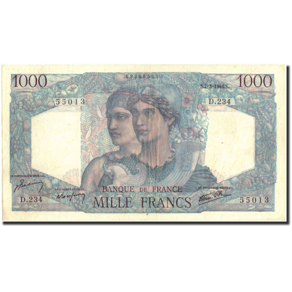 Francia, 1000 Francs, 1 000 F 1945-1950 ''Minerve et Hercule'', 1946