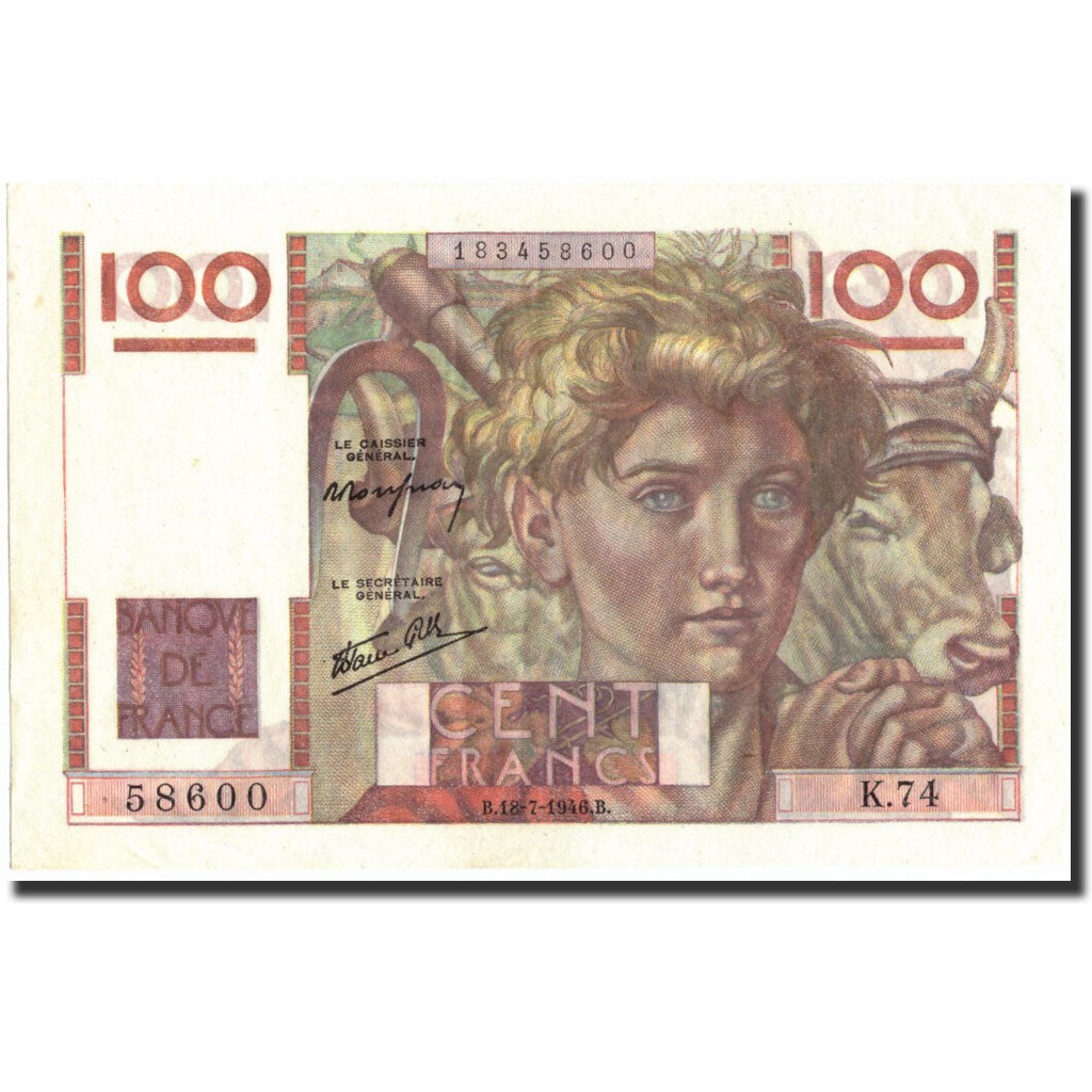 Francia, 100 Francs, 100 F 1945-1954 ''Jeune Paysan'', 1946, 1946-07-18, UNC