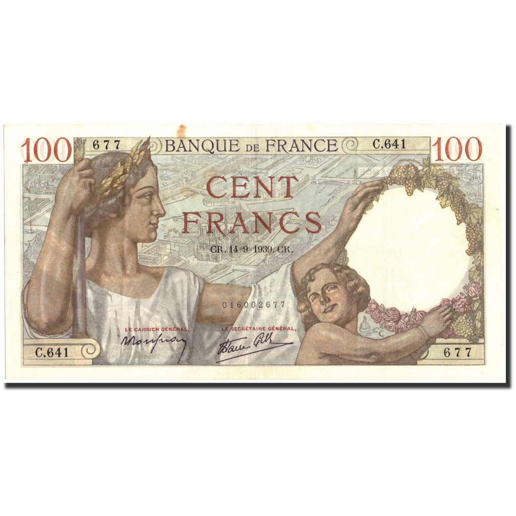 Francja, 100 Francs, Sully, 1939, 1939-09-14, AU(50-53), Fayette:26.6, KM:94