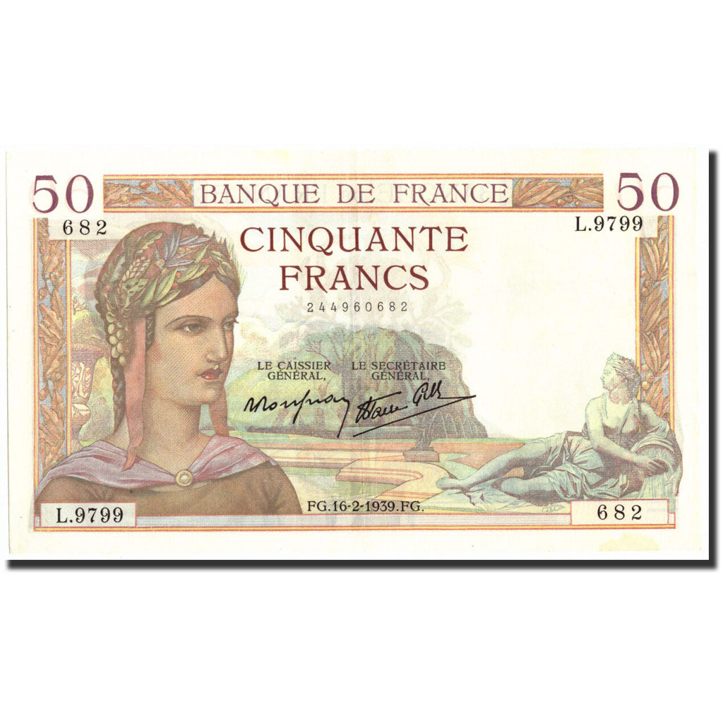 Francia, 50 Francs, 50 F 1934-1940 ''Cérès'', 1939, 1939-02-16, SPL