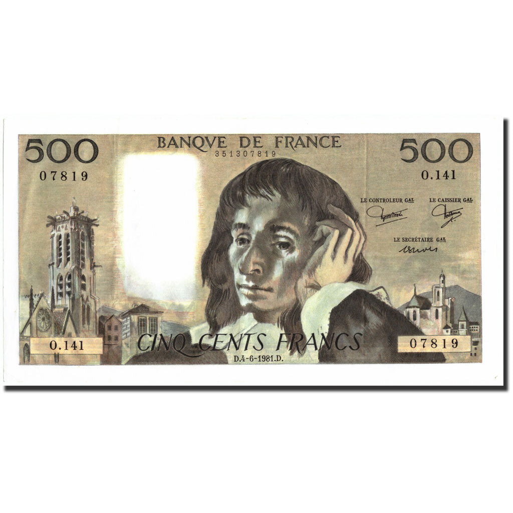France, 500 Francs, 500 F 1968-1993 ''Pascal'', 1981, 1981-06-04, UNC(60-62)