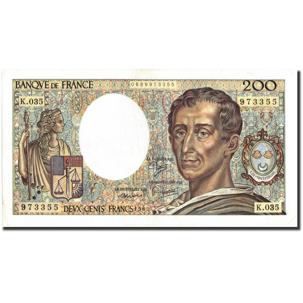 Francja, 200 Francs, Montesquieu, 1985, 1985, AU(50-53), Fayette:70.5, KM:155a