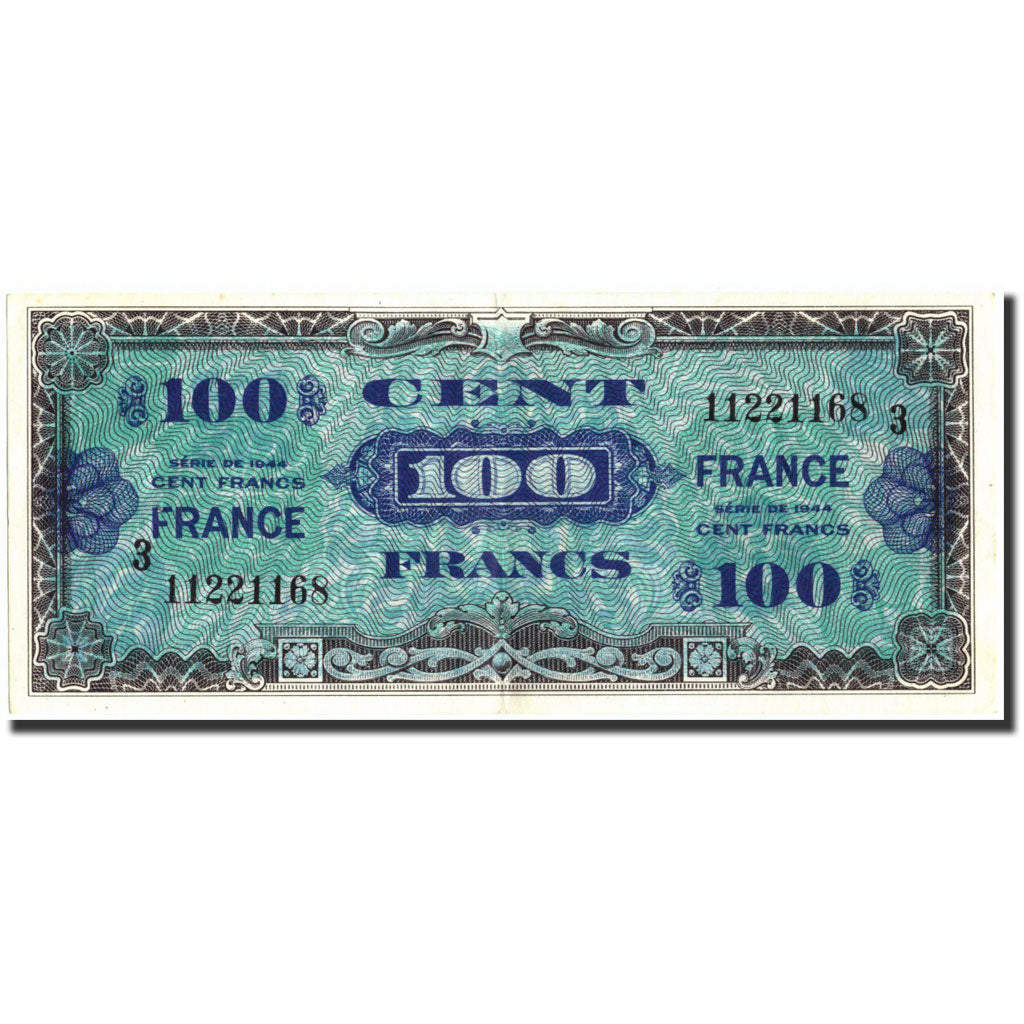 France, 100 Francs, 1945 Verso France, 1945, 1945, AU(55-58), Fayette:VF25.3