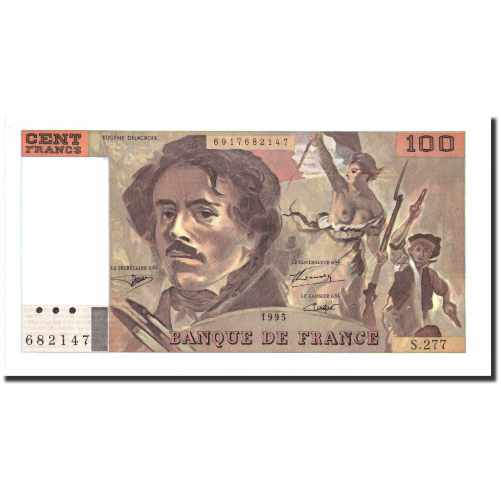 Francja, 100 Francs, Delacroix, 1995, 1995, UNC(64), Fayette:69ter.2b, KM:154h